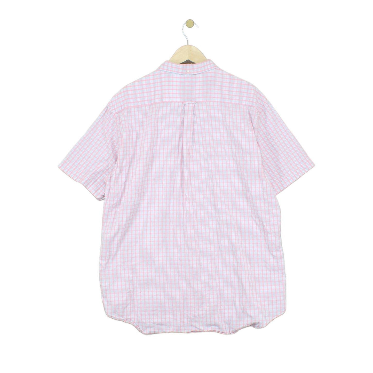 Mens Shirt Short Sleeve Check Button Up Collared