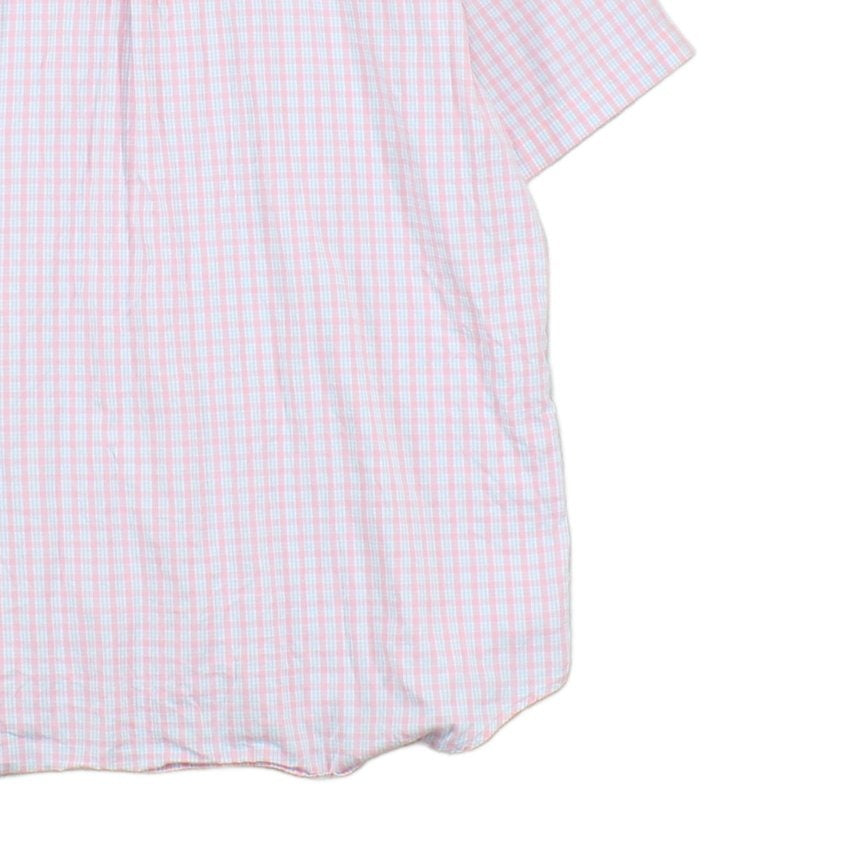 Mens Shirt Short Sleeve Check Button Up Collared