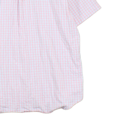 Mens Shirt Short Sleeve Check Button Up Collared