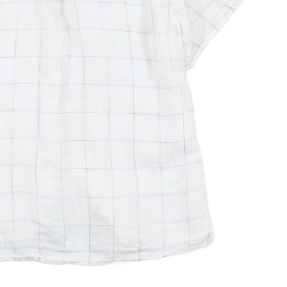 Mens Linen Check Shirt Button Up Summer