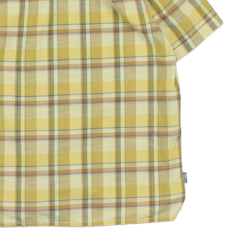Mens Plaid Shirt Short Sleeve Button Up