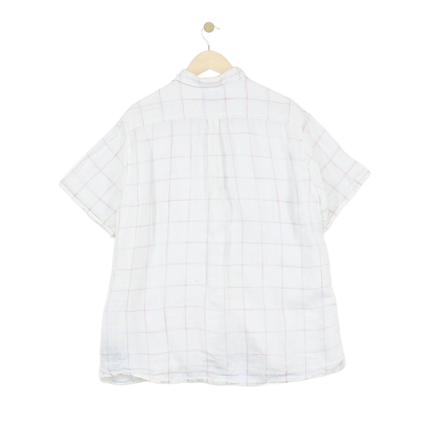 Mens Linen Check Shirt Button Up Summer