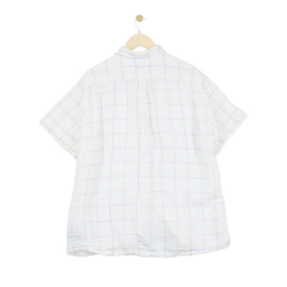 Mens Linen Check Shirt Button Up Summer