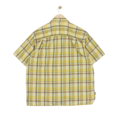 Mens Plaid Shirt Short Sleeve Button Up