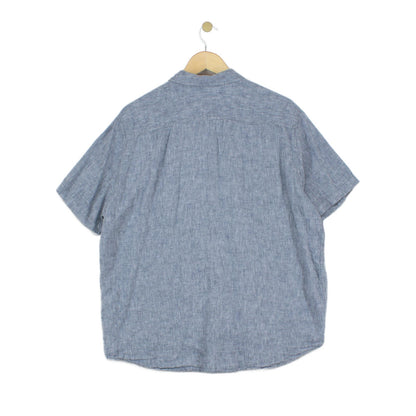 Mens Shirt Button Up Short Sleeve Linen Lyocell