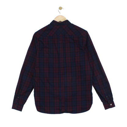 Mens Check Shirt Long Sleeve Button Up