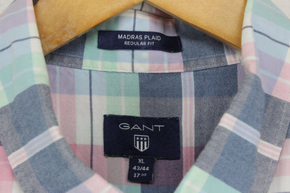 Mens Plaid Shirt Short Sleeve Check