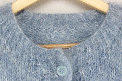 Womens Mohair Cardigan Button Knit Texture Wool Blend