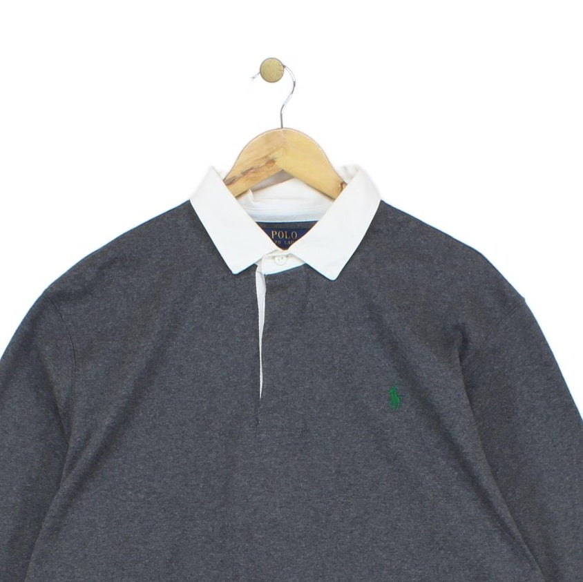 Mens Rugby Polo Shirt Classic Fit Long Sleeve