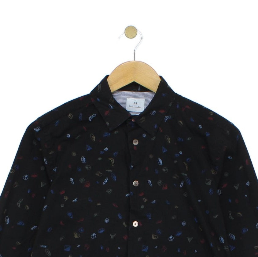Mens Patterned Shirt Slim Fit Long Sleeve
