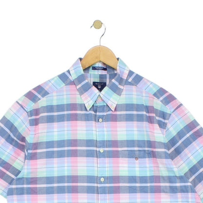 Mens Plaid Shirt Short Sleeve Check