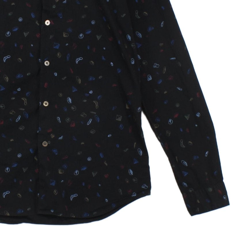 Mens Patterned Shirt Slim Fit Long Sleeve