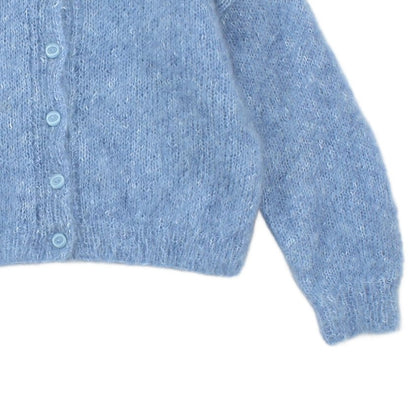 Womens Mohair Cardigan Button Knit Texture Wool Blend