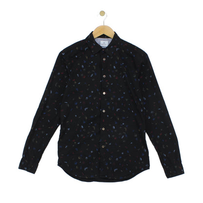 Mens Patterned Shirt Slim Fit Long Sleeve
