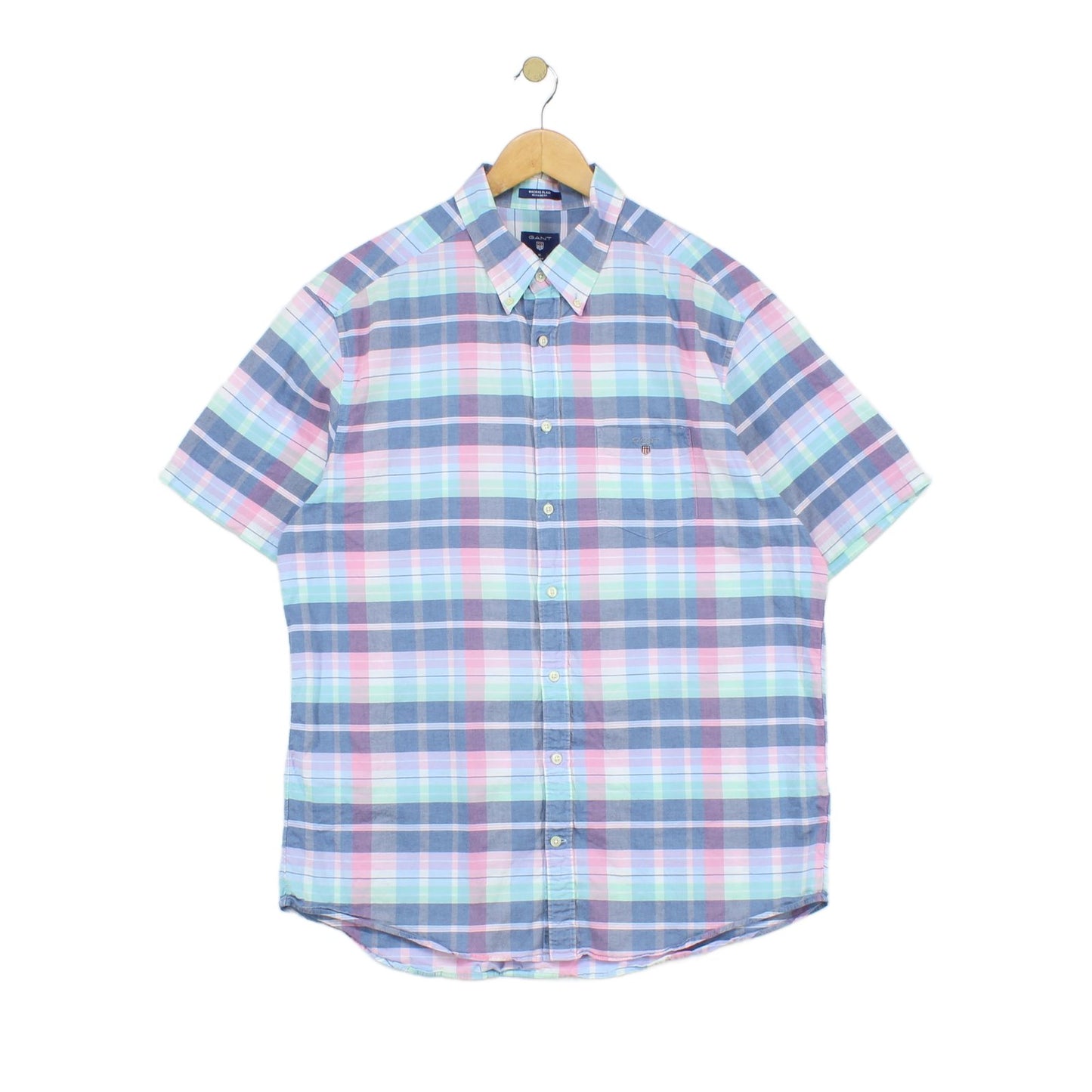 Mens Plaid Shirt Short Sleeve Check