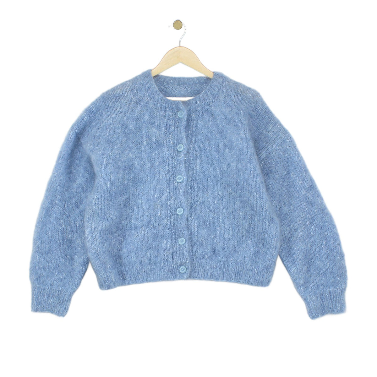 Womens Mohair Cardigan Button Knit Texture Wool Blend