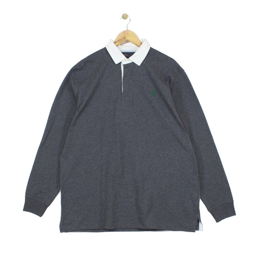 Mens Rugby Polo Shirt Classic Fit Long Sleeve