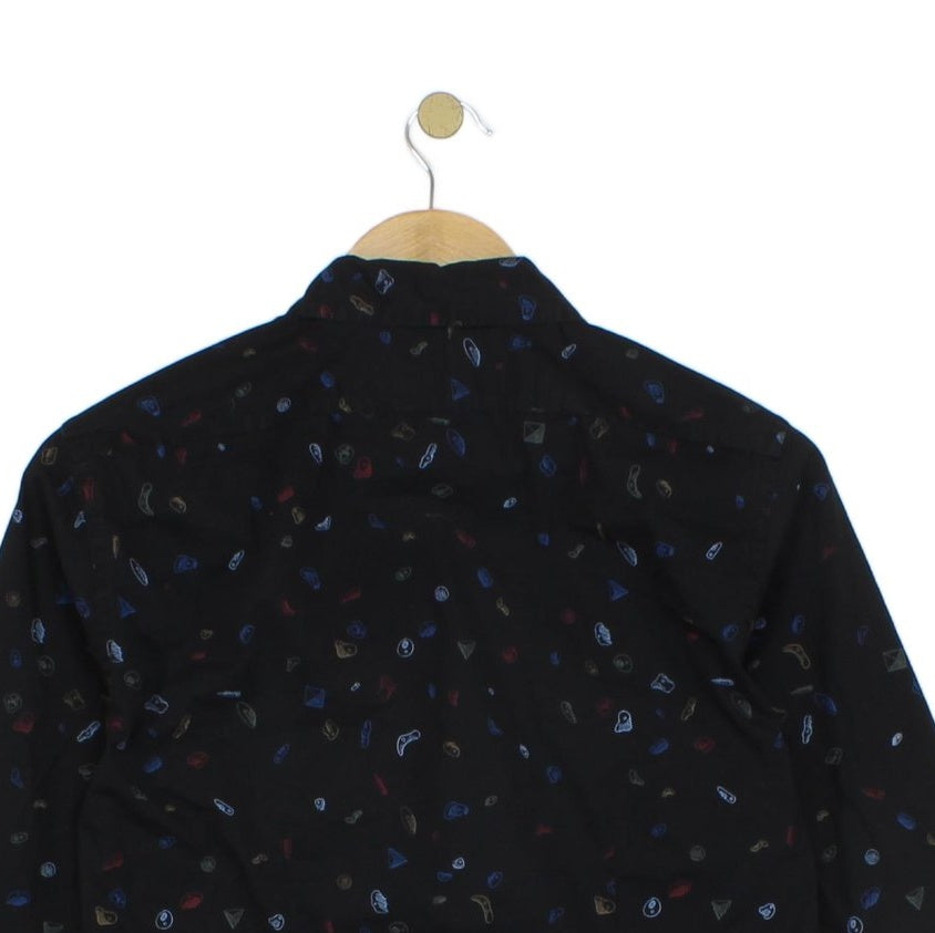 Mens Patterned Shirt Slim Fit Long Sleeve