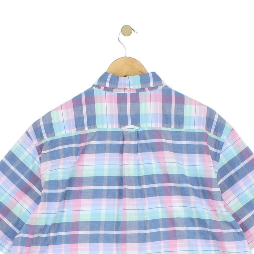 Mens Plaid Shirt Short Sleeve Check
