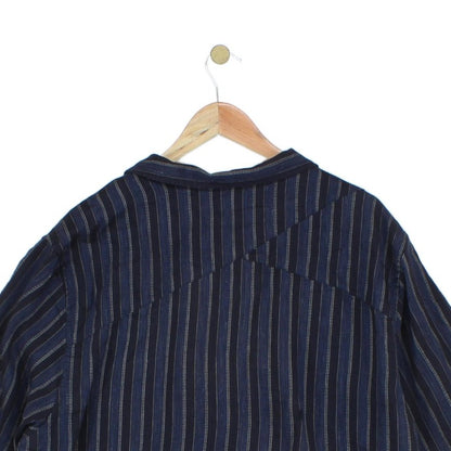 Mens Striped Shirt Relaxed Short Sleeve Linen Cotton