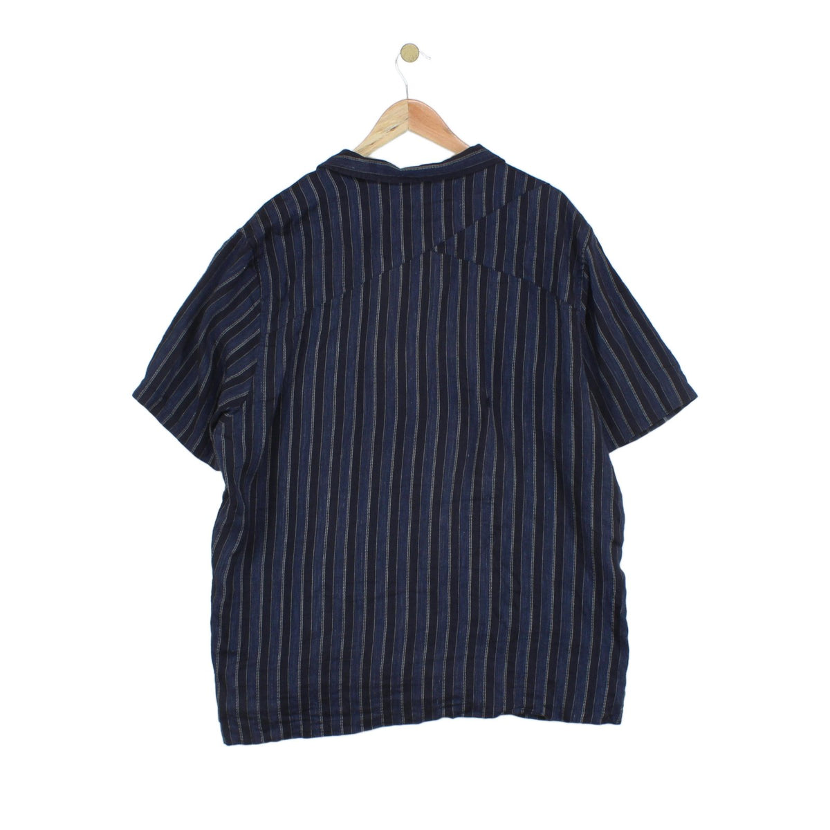 Mens Striped Shirt Relaxed Short Sleeve Linen Cotton