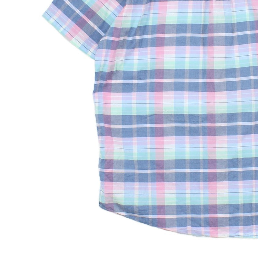 Mens Plaid Shirt Short Sleeve Check