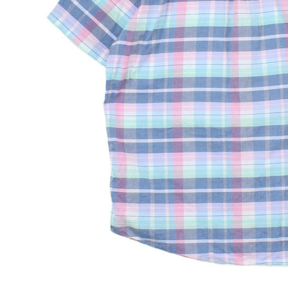 Mens Plaid Shirt Short Sleeve Check