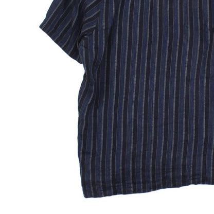 Mens Striped Shirt Relaxed Short Sleeve Linen Cotton