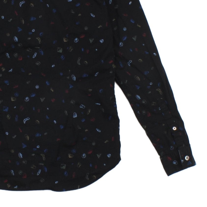Mens Patterned Shirt Slim Fit Long Sleeve