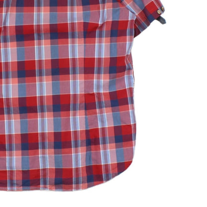 Mens Plaid Shirt Short Sleeve Button Up