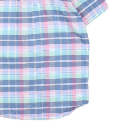 Mens Plaid Shirt Short Sleeve Check
