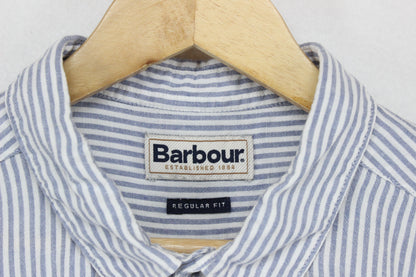 Mens Striped Shirt Short Sleeve Linen Blend