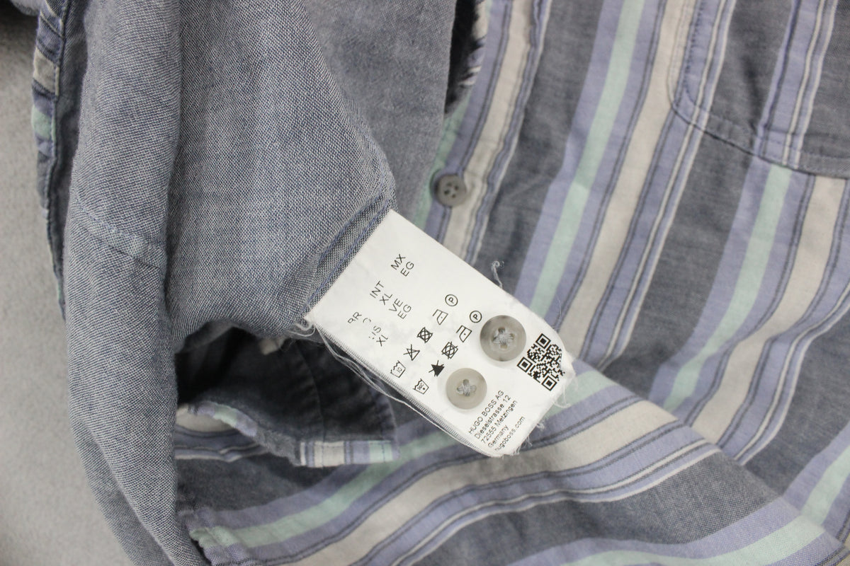 Mens Striped Shirt Slim Fit Short Sleeve
