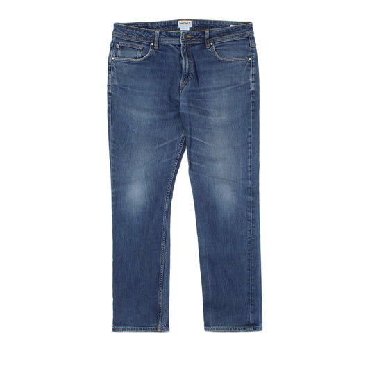 Mens Jeans Stretch Denim Straight Leg Faded Wash