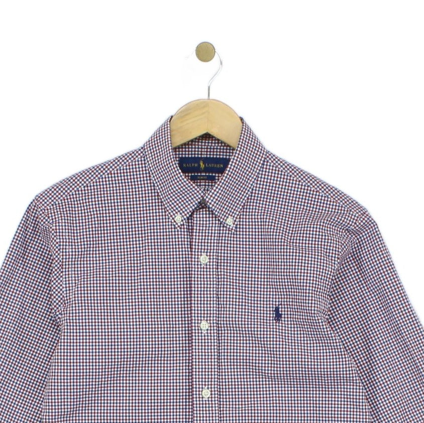Mens Check Shirt Slim Fit Button Down