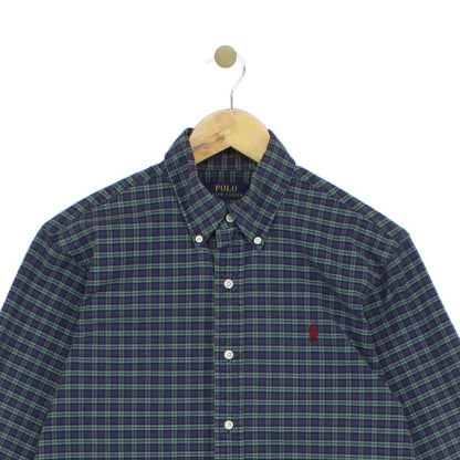 Mens Plaid Shirt Stretch Slim Fit Button Down
