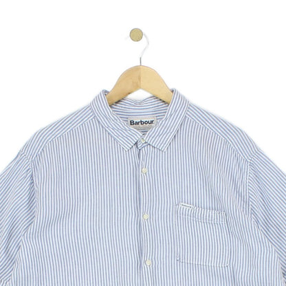 Mens Striped Shirt Short Sleeve Linen Blend