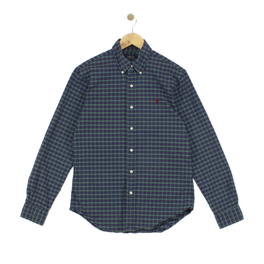 Mens Plaid Shirt Stretch Slim Fit Button Down
