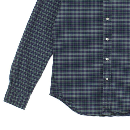 Mens Plaid Shirt Stretch Slim Fit Button Down