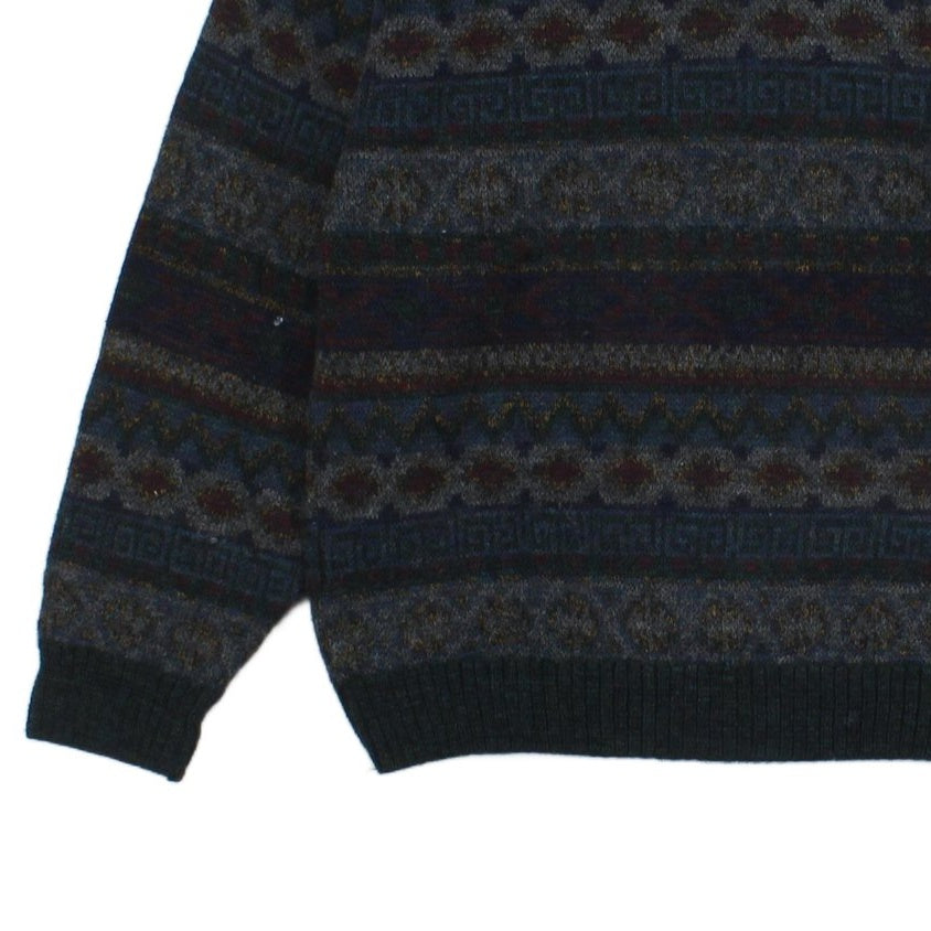 Mens Fair Isle Jumper Crew Neck Knit