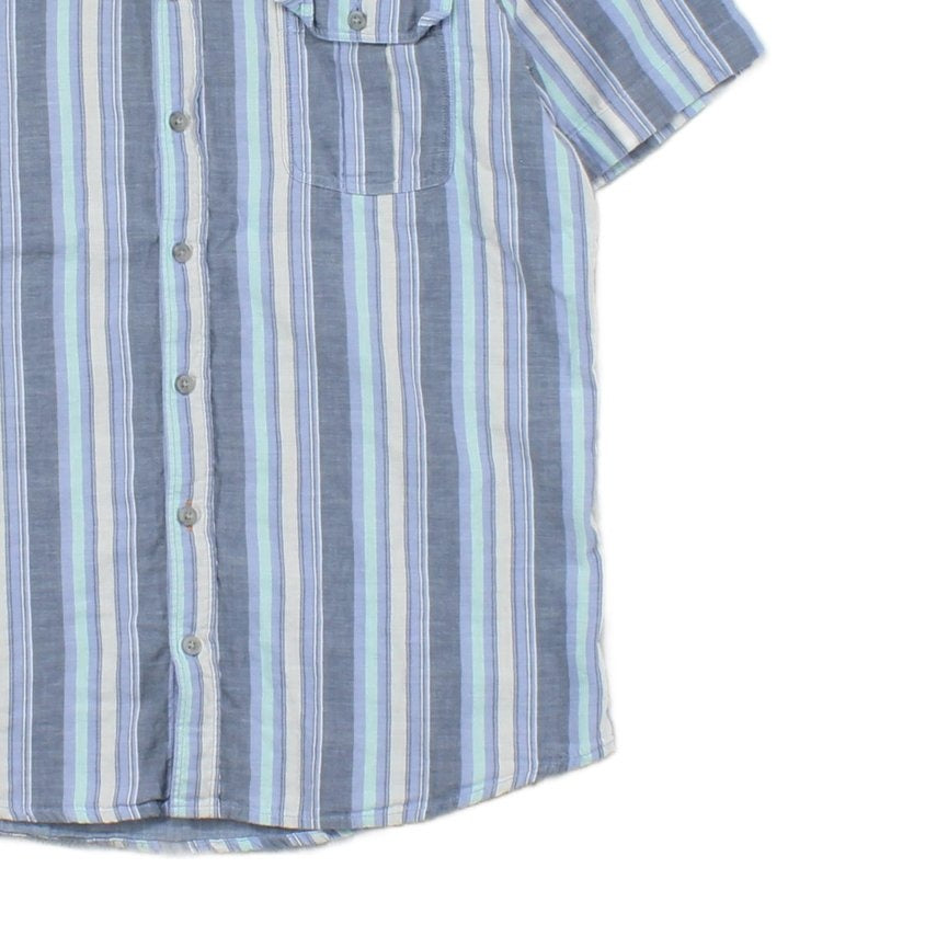 Mens Striped Shirt Slim Fit Short Sleeve