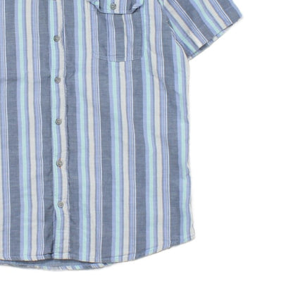 Mens Striped Shirt Slim Fit Short Sleeve