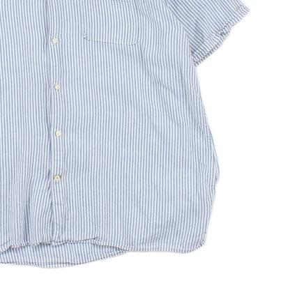 Mens Striped Shirt Short Sleeve Linen Blend