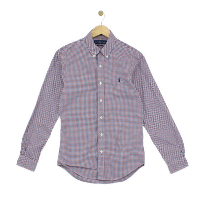 Mens Check Shirt Slim Fit Button Down
