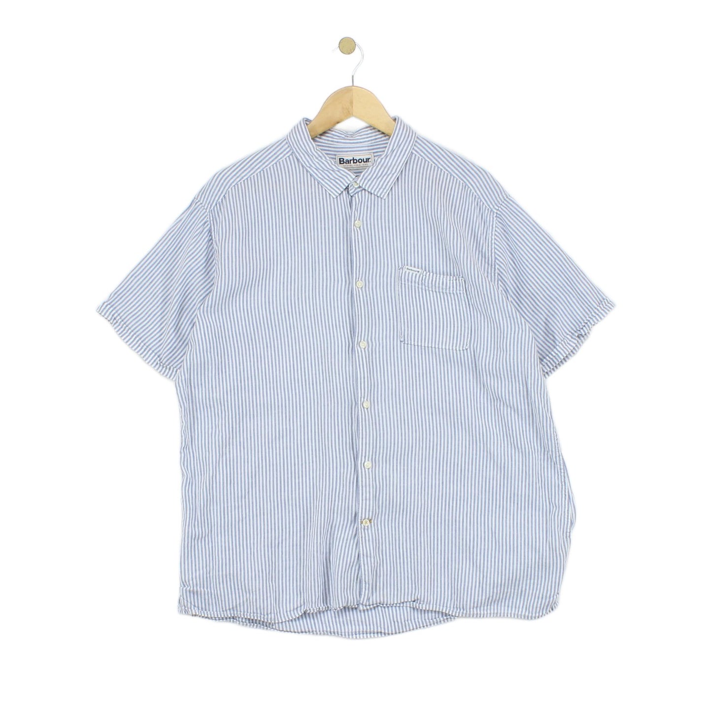Mens Striped Shirt Short Sleeve Linen Blend