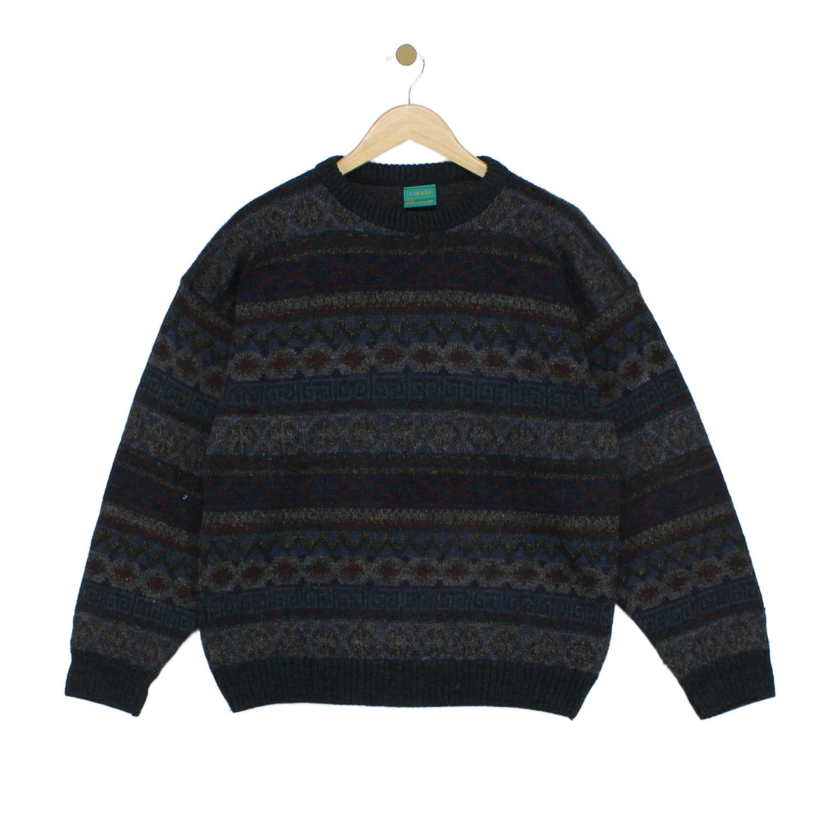 Mens Fair Isle Jumper Crew Neck Knit