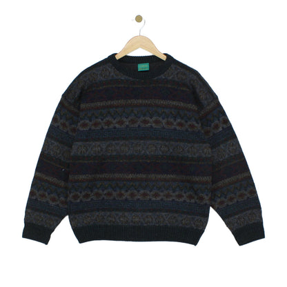Mens Fair Isle Jumper Crew Neck Knit