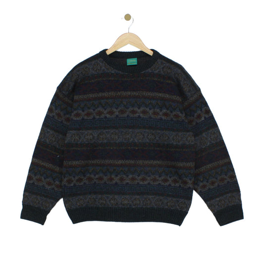 Mens Fair Isle Jumper Crew Neck Knit