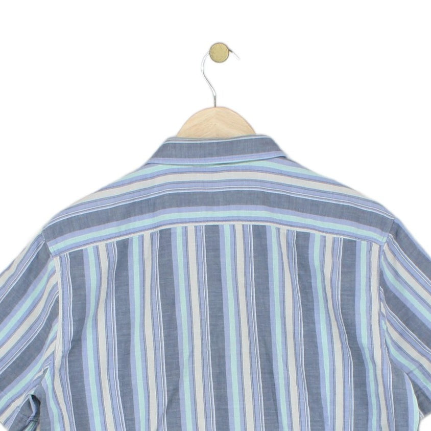 Mens Striped Shirt Slim Fit Short Sleeve
