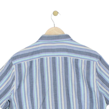 Mens Striped Shirt Slim Fit Short Sleeve